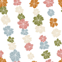 Anemone or windflower poppies flowers background. Floral vector seamless pattern with hand drawn elements in pastel colores.