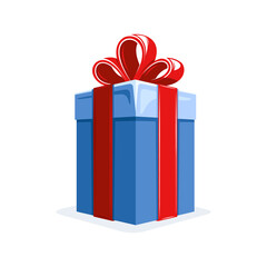 Gift box in flat style isolated on white background