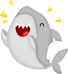 a vector of a cute shark with expression 