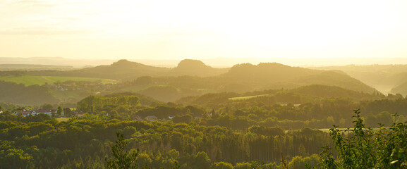 Saxon Switzerland. View at sunset from area 