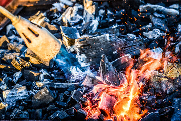 fire in the barbecue