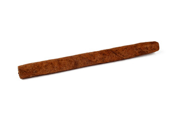 Cigar isolate on a white background, close-up, place for text.