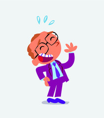 cartoon character of businessman laughing happily.