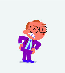 Cartoon character businessman in smart casual style. Set with different postures, attitudes and poses, doing different activities in isolated vector illustrations.