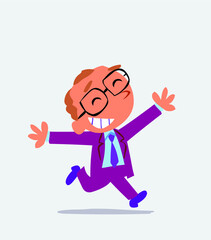 cartoon of businessman running euphoric