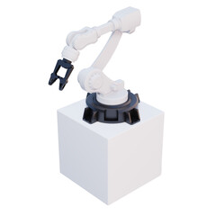 3d rendering white robotic robotic arm. Isolated included clipping path.