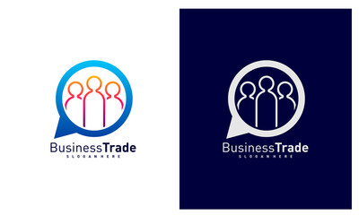 Chat People logo design vector, Consult logo design template, Icon symbol
