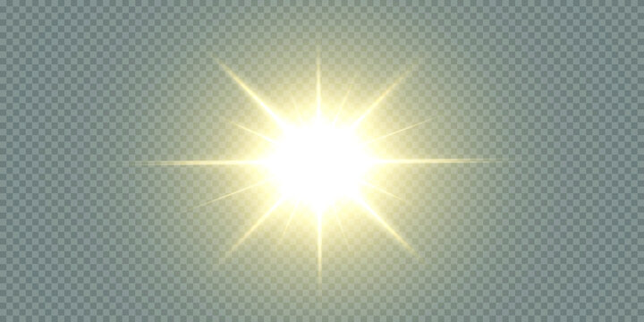 Shining golden stars isolated on black background. Effects, lens flare, shine, explosion, set. Light star gold png. Light sun gold png. Light flash gold png. vector illustrator. Powder PNG.