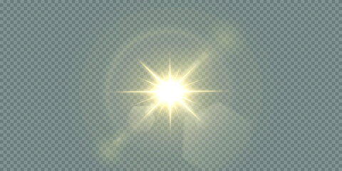 Shining golden stars isolated on black background. Effects, lens flare, shine, explosion, golden light, set. Light star gold png. Light sun gold png. Light flash gold png. Powder png. - obrazy, fototapety, plakaty