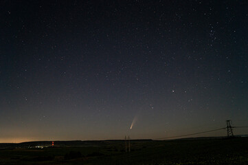 comet and night sky and clouds