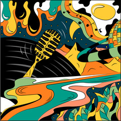Abstract vector illustration on the theme of music. Surrealistic background picture