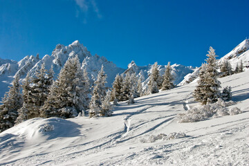 Fototapeta na wymiar Courchevel 1850 3 Valleys ski area French Alps France