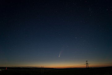 comet and night sky and clouds