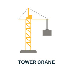 Fototapeta premium Tower Crane icon. Simple element from construction collection. Creative Tower Crane icon for web design, templates, infographics and more