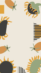 Autumn abstract vector drawing. Mid century modern boho style composition