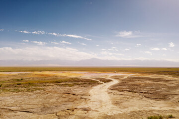 Wide deserted land with curve path.