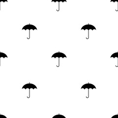 Seamless umbrella pattern. White background with black umbrella icon.