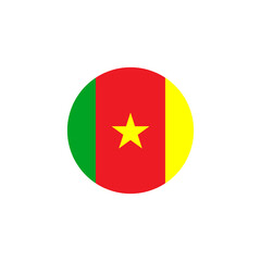 Cameroon round flag icon. National Cameroonian circular flag vector illustration isolated on white.