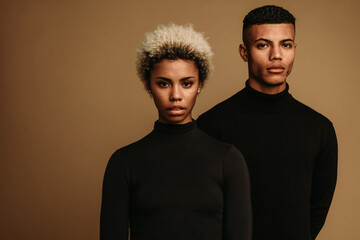 Portrait of african american couple in black clothes