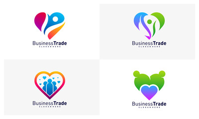 Set of Love People logo design vector, Colorful People logo design template, Icon symbol