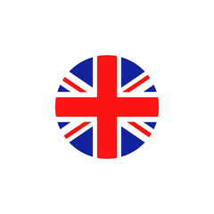 British round flag icon. National Great Britain circular flag vector illustration isolated on white. United Kingdom symbol.