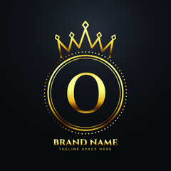 Letter O gold luxury crown logo concept
