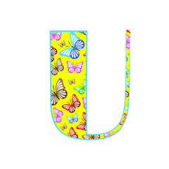 Letter U Logo  Design made from icon butterfly