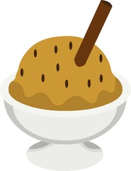Vector illustration of bowl of chocolate ice cream scoop