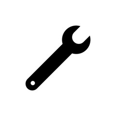 Wrench black icon. Industry instrument outline symbol isolated on white vector isolated on white