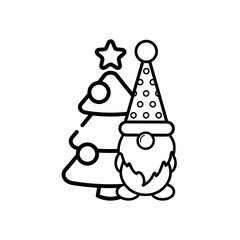christmas dwarf vector with christmas tree outline