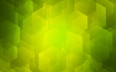 Light Green, Yellow vector background with hexagons.