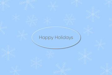 Happy holidays blue cute vector background with paper cutout effect
