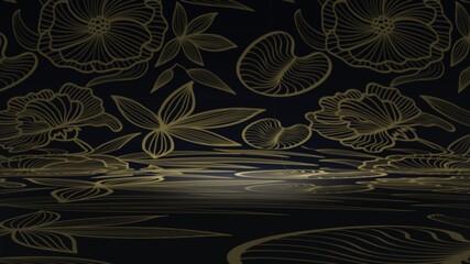 3d render abstract floral background. Floral modern fashion design. Shop showcase product display, cube podium, vacant pedestal, cube stage. Mockup design for advertising and pr