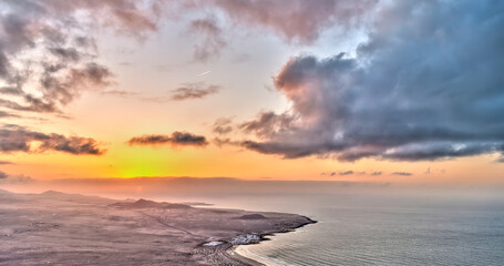 Fototapeta na wymiar Sunset over Lanzarote Island, HDR Image
