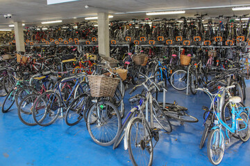 bicycles in the city garage