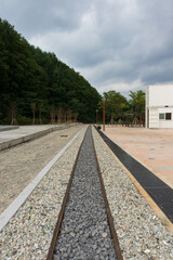 Fototapeta na wymiar A railroad track through which coal was passing, Gangwon-do, South Korea