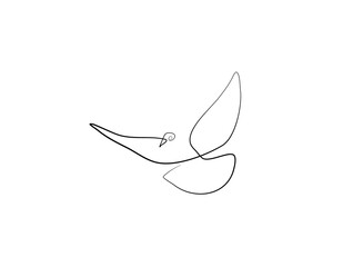 SINGLE-LINE DRAWING OF A DOVE. This hand-drawn, continuous, line illustration is part of a collection of artworks inspired by the drawings of Picasso. Each gesture sketch was created by hand.
