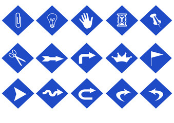 Web icon set in blue diamond button, various icon set