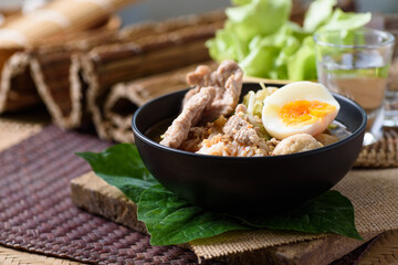 Asian food, rice noodle spicy soup