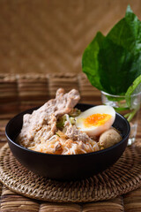 Asian food, rice noodle spicy soup