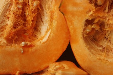 Fresh ripe pumpkin on a wooden table  