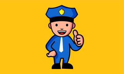Cartoon illustration of a policeman with thumbs up 