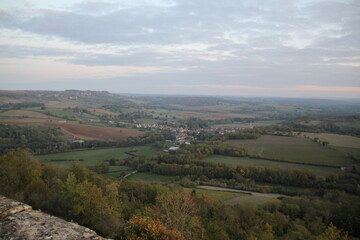 Fototapeta na wymiar Panoramic view on the french countryside during fall 