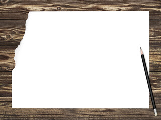 Paper and pencils placed on an old wooden desk