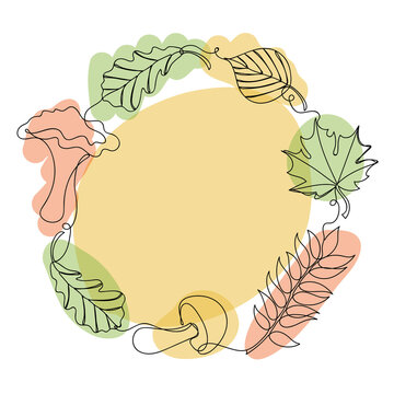 recommend clip art: Autumn details in linear style with mushrooms.