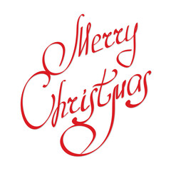 Fototapeta na wymiar Merry Christmas text. Hand lettering or calligraphy for Xmas banner, poster or greeting card design. Vector illustration. 