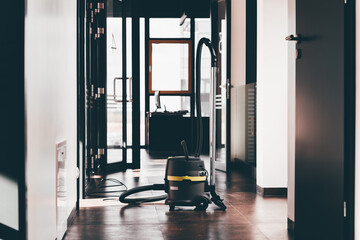 Janitorial service. Professional vacum cleaner. office space