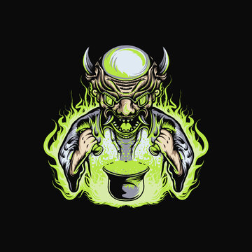 crazy doctor halloween with witch mutan