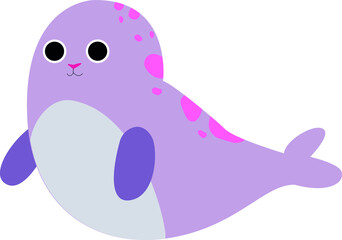 little cute purple seal sea