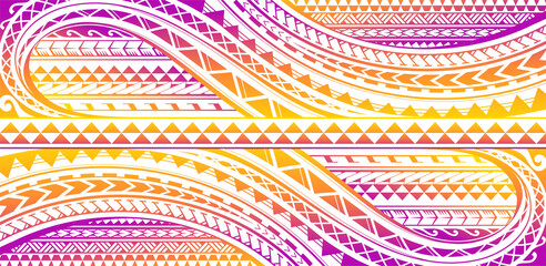 Polynesian style ornament colorful print